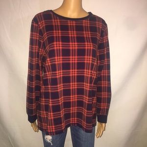 Denim & Co plaid top size XL